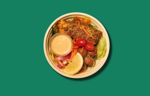 Lunch #5 - Za’atar spiced Salmon with Garlic sauce on a Cabbage and Pepper slaw