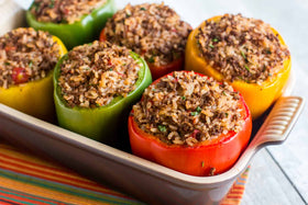 Pork and rice stuffed peppers